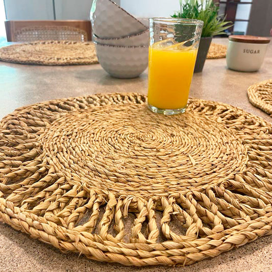 6 pack Natural Round Placemats