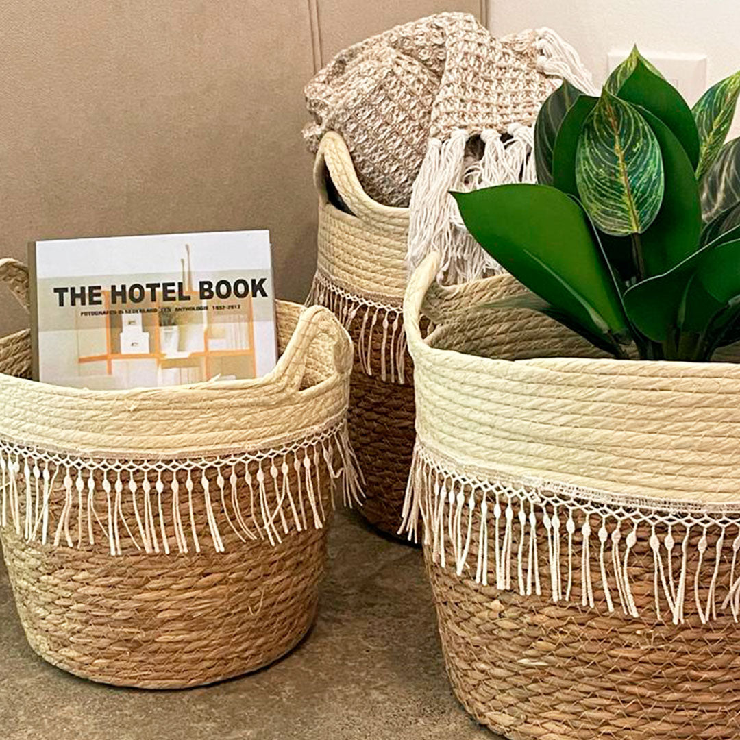 Boho two-tone basket- Mediana