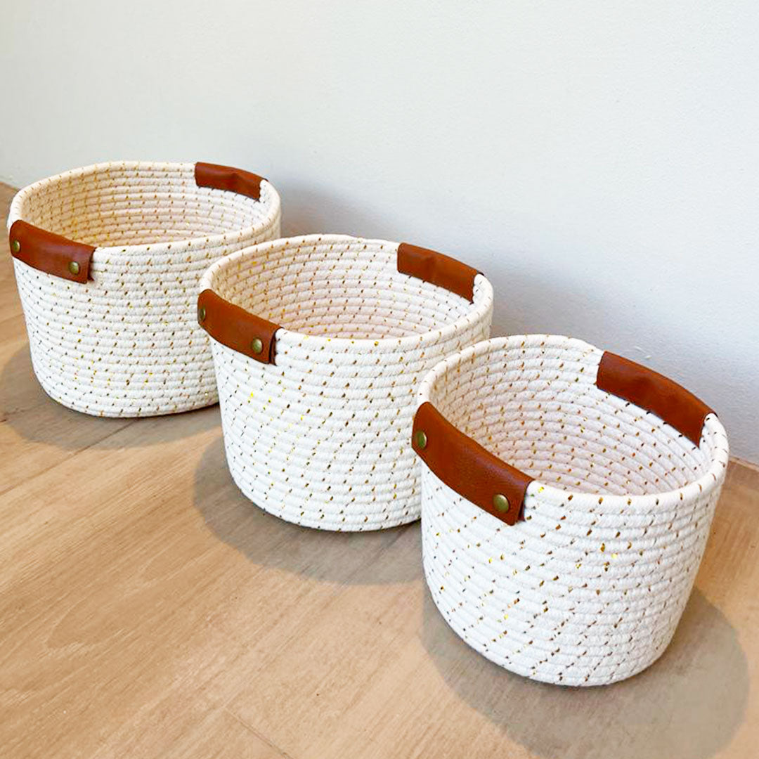 3 pack White Cotton baskets