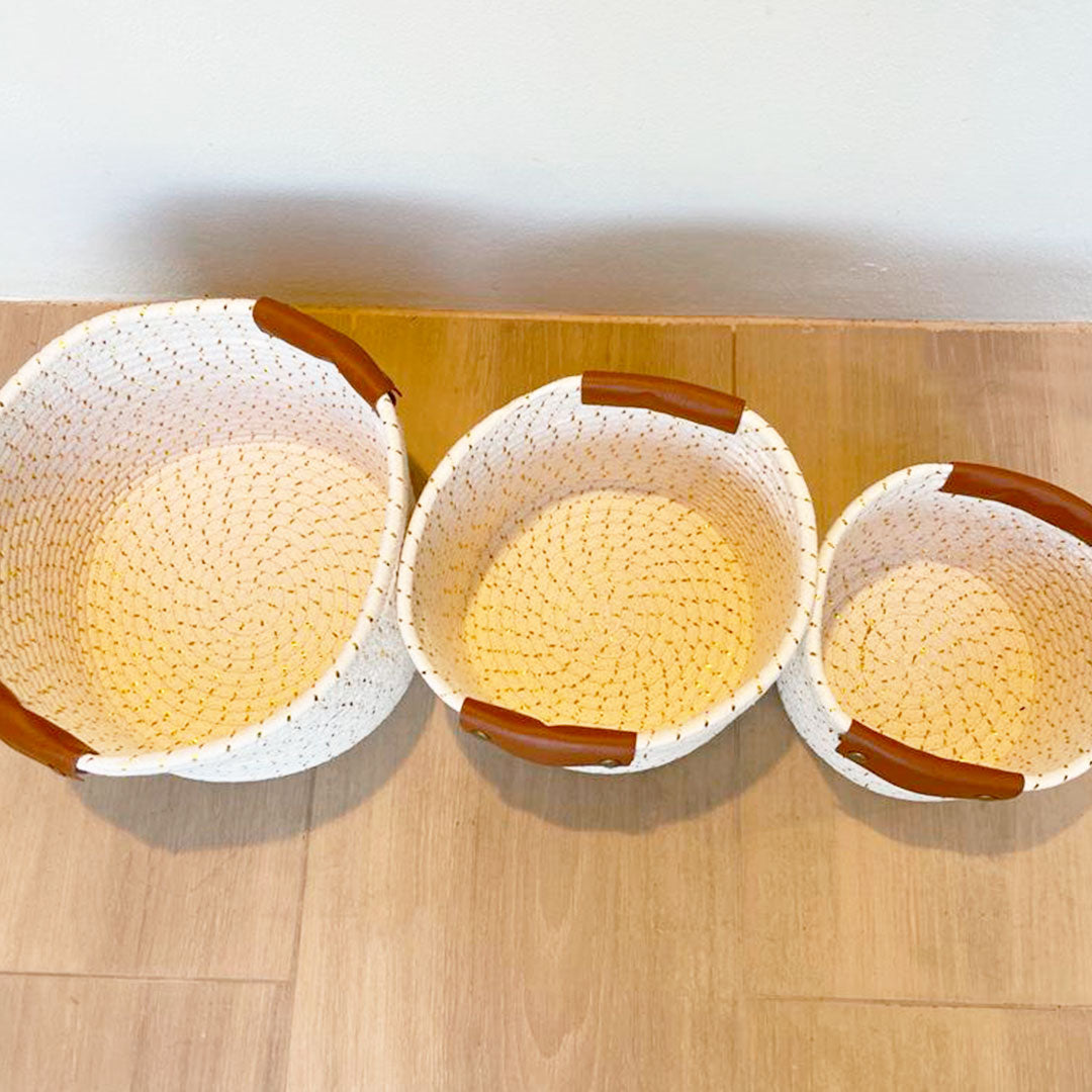 3 pack White Cotton baskets