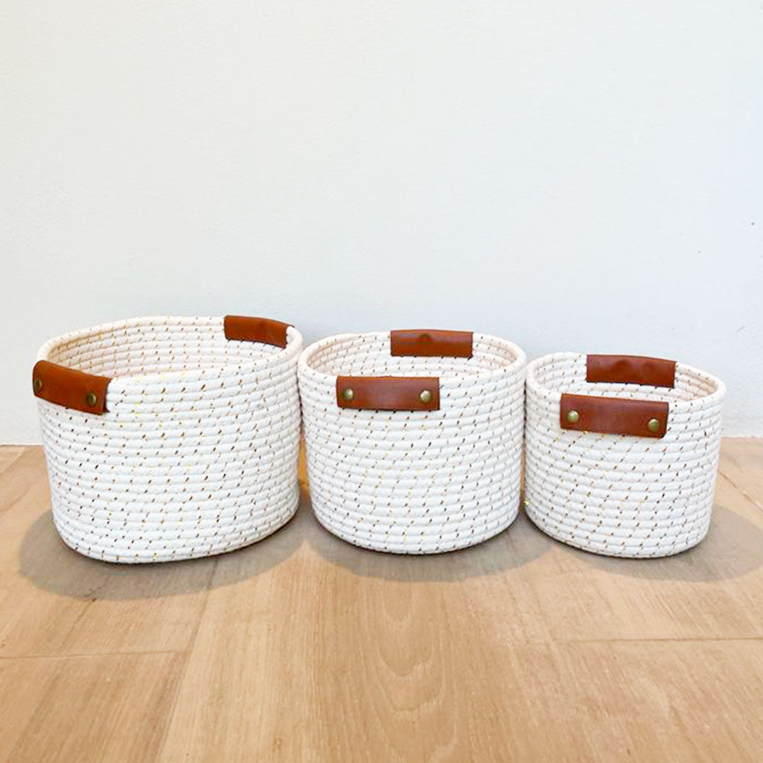 3 pack White Cotton baskets