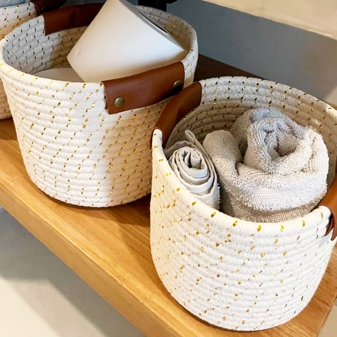 3 pack White Cotton baskets