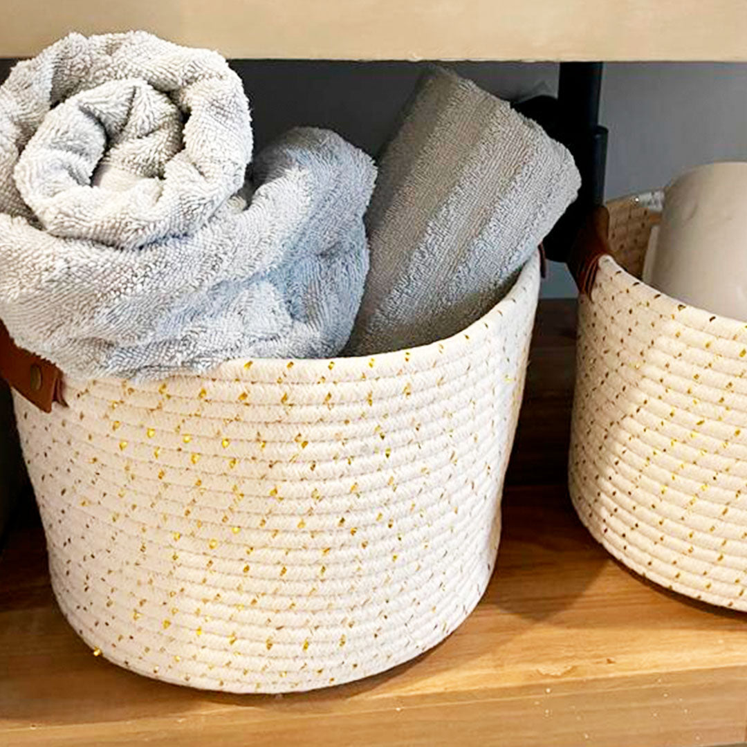 3 pack White Cotton baskets