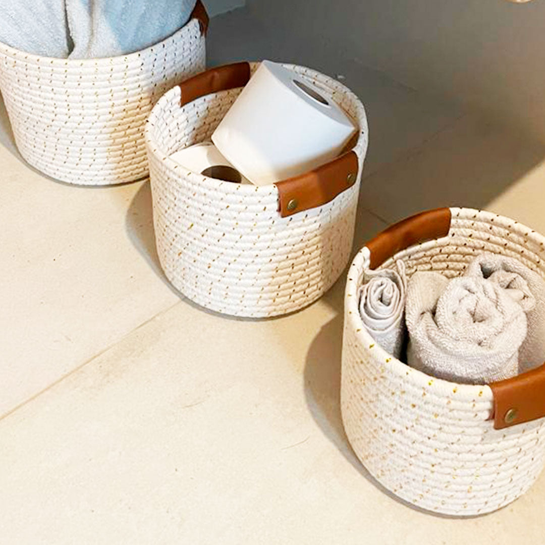 3 pack White Cotton baskets